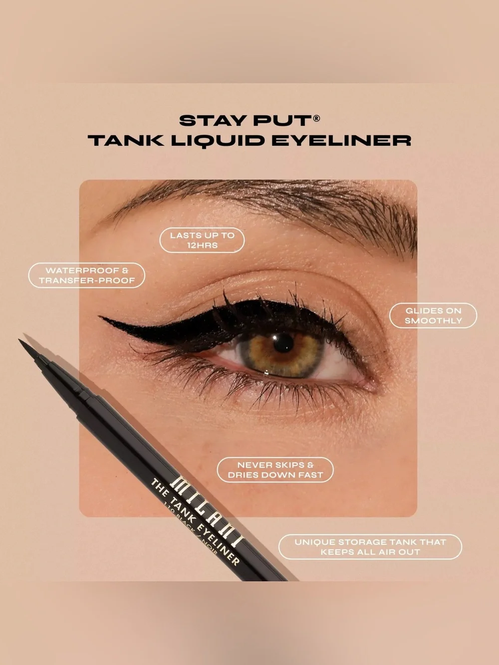 Milani Stay Put Tank Liquid Eyeliner - White, NEW